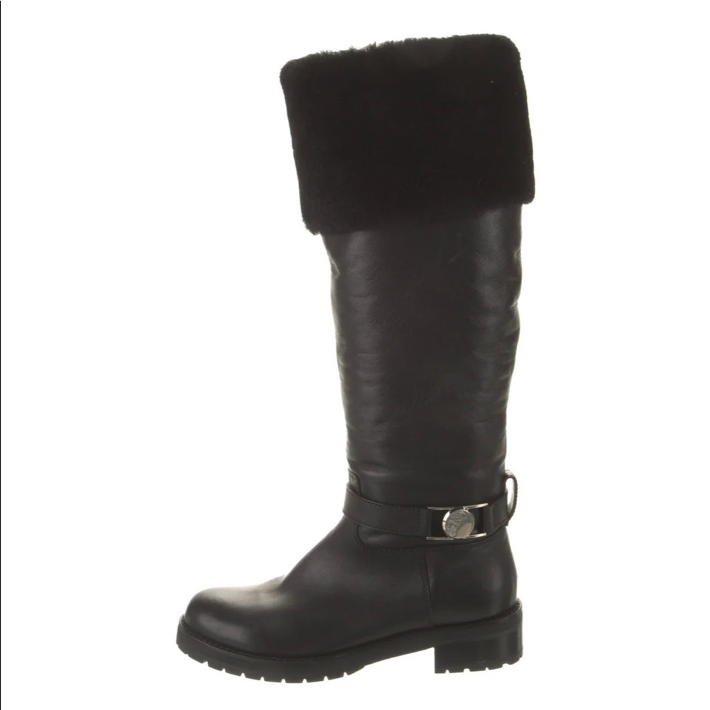 Versace Collection Fur trimmed Riding boots - Picture 2 of 5